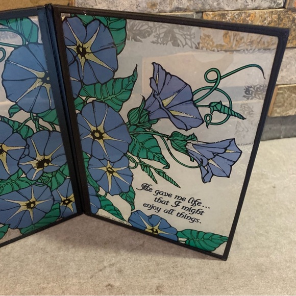 Vtg Yorkcraft Seriglass 2 Panels - I Asked God For All Things Stained Glass - Picture 3 of 7
